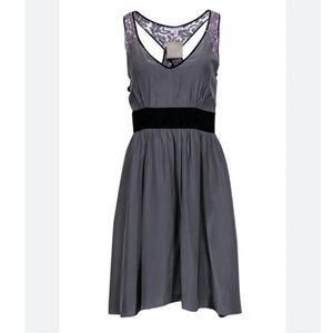 Christopher Deane grey 100% silk dress with lace details